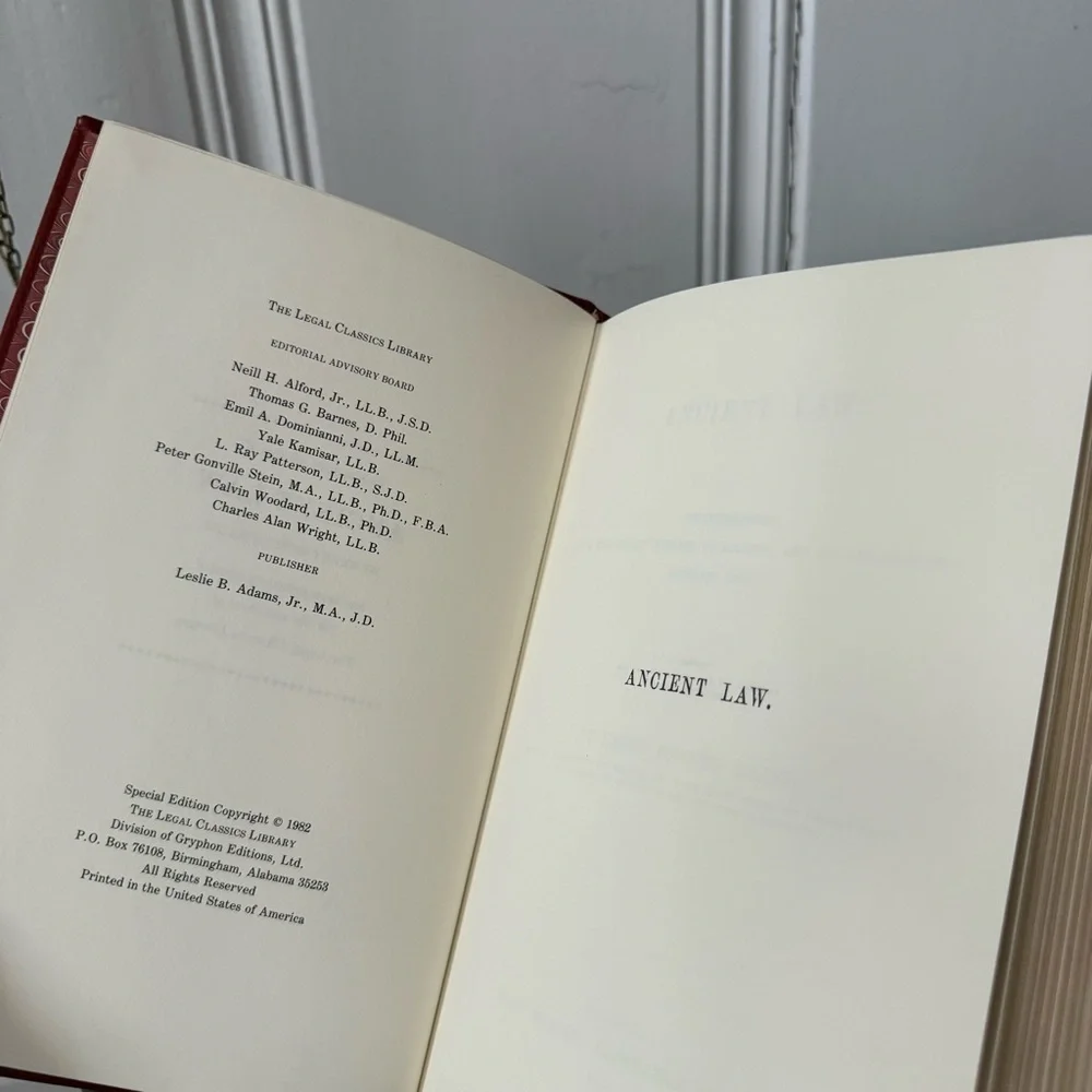 Ancient Law by Henry Sumner Maine Leather Bound Vintage Hardcover Book